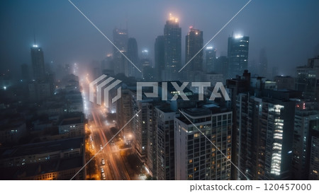 fog in the city nighttime scene 120457000