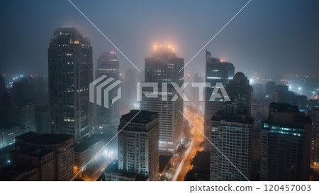 fog in the city nighttime scene 120457003