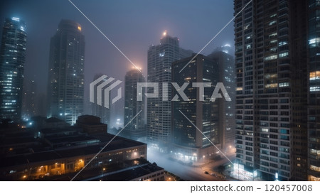 fog in the city nighttime scene 120457008