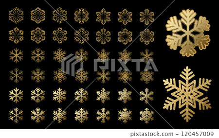 Vector Snowflakes icons. Gold Snowflake. Winter snow. Merry Christmas pattern Vector Snowflakes icons. Gold Snowflake. Winter snow. Merry Christmas pattern 120457009