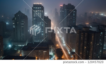 fog in the city nighttime scene fog in the city nighttime scene 120457020