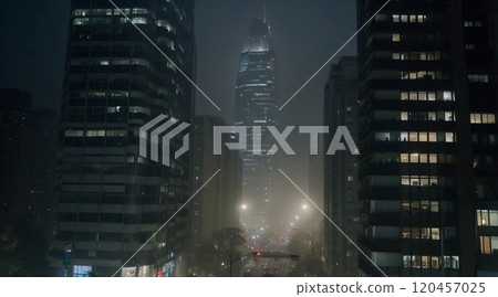 fog in the city nighttime scene fog in the city nighttime scene 120457025