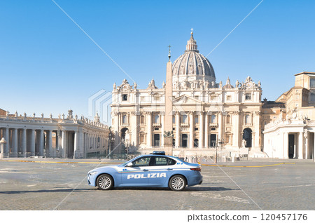 St. Peter's Square Rome Vatican with Italian police car 120457176