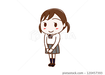 (Full-body shot) A female student standing up with a smile 120457393
