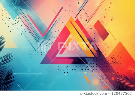 Abstract geometric shapes in vibrant colors create a dynamic background for creative projects 120457503