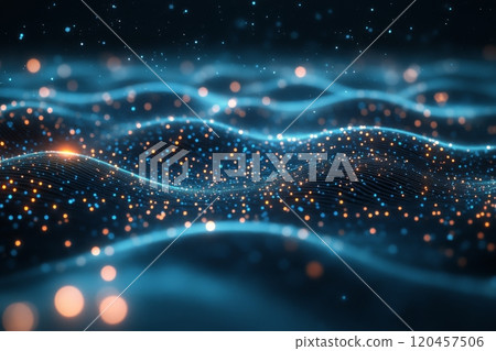 A detailed view of Earth surrounded by stars and connected with digital lines in space 120457506