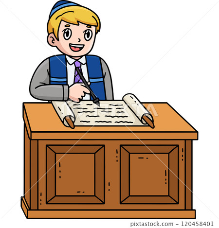Bar Mitzvah Boy Waiting for the Ceremony Clipart 120458401