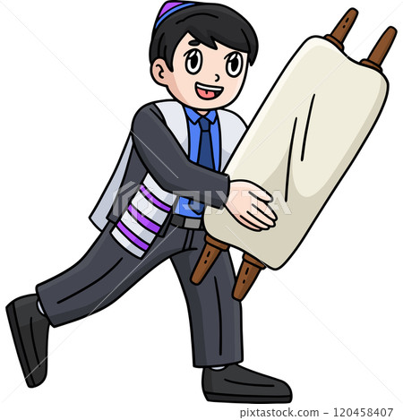 Bar Mitzvah Boy Carrying the Torah Cartoon Clipart Bar Mitzvah Boy Carrying the Torah Cartoon Clipart 120458407