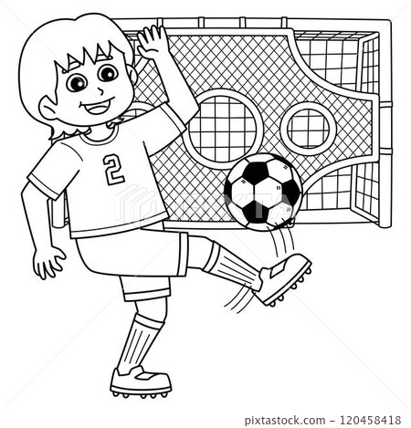 Female Soccer Player Striker Training Isolated  120458418