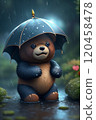 AI奇幻插畫熊與雨圖案 120458478