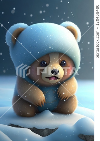 AI奇幻插畫熊與雪 120458480