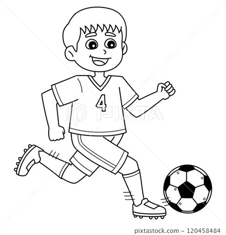 Male Soccer Player Running with the Ball Isolated Male Soccer Player Running with the Ball Isolated 120458484