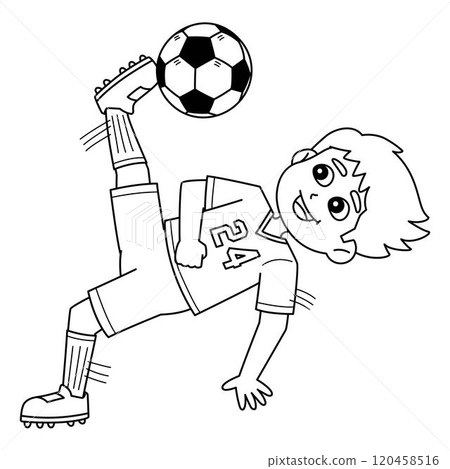 Male Soccer Player Bicycle Kick Isolated Coloring Male Soccer Player Bicycle Kick Isolated Coloring 120458516