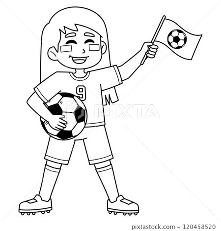 Female Soccer Fan Isolated Coloring Page for Kids 120458520