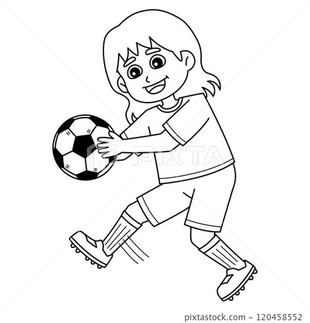 Female Soccer Player Punt Isolated Coloring Page Female Soccer Player Punt Isolated Coloring Page 120458552