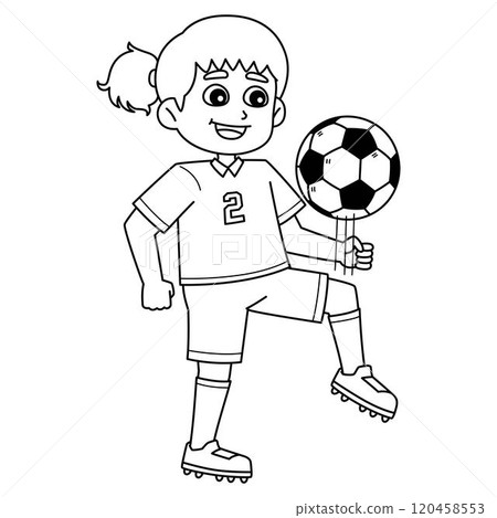 Female Soccer Player Dribbling with Knee Isolated Female Soccer Player Dribbling with Knee Isolated 120458553