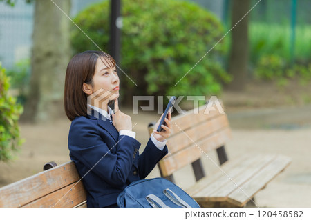 High school girl in the park 120458582