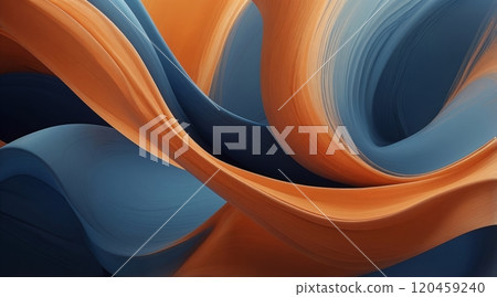An abstract background featuring smooth flowing gradients of orange and blue hues 120459240
