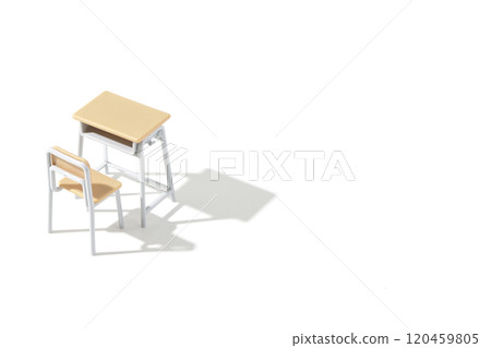 Desk and chair photographed on a white background 120459805