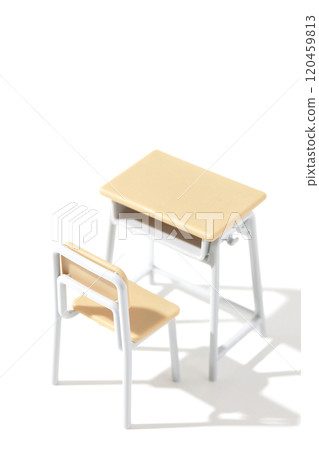 Desk and chair photographed on a white background Desk and chair photographed on a white background 120459813
