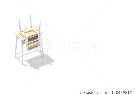 Desk and chair photographed on a white background 120459817