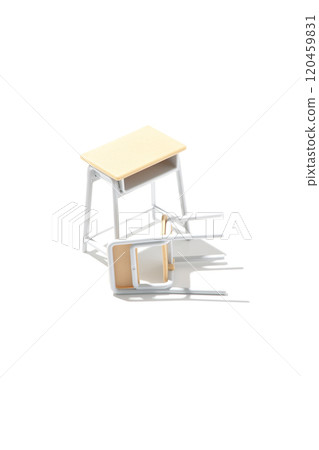 Desk and chair photographed on a white background Desk and chair photographed on a white background 120459831