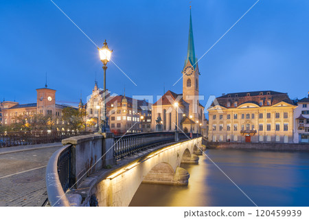 Zurich, Switzerland on the Munsterbrucke Bridge Zurich, Switzerland on the Munsterbrucke Bridge 120459939