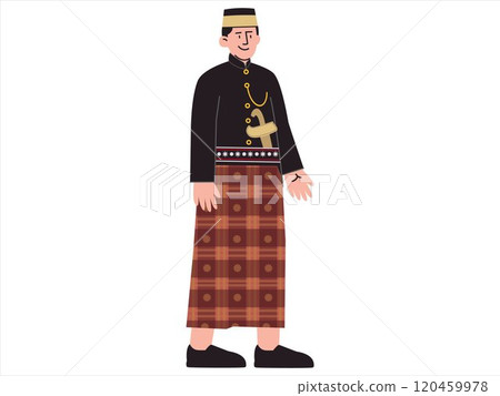 Bugis traditional clothing Indonesia South Sulawesi tribe tradition culture clothes Bodo dress Ulos Songket culture colorful design icon set 120459978