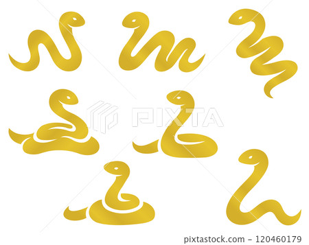 Golden snake silhouette illustration set 120460179
