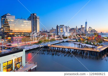 New York, New York, USA view of the Financial District Skyline in Lower Manhattan 120460621