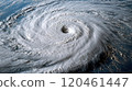 A satellite view of a severe hurricane storm 120461447