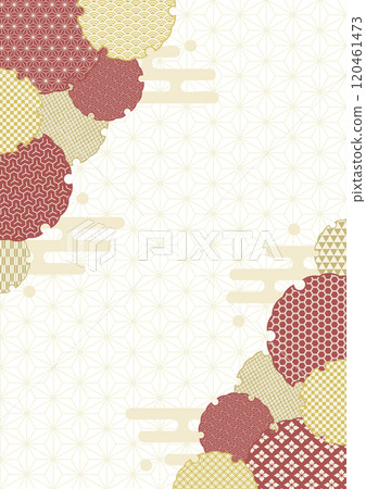 Red and gold Japanese pattern frame background illustration 120461473