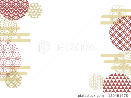 紅色和金色日本圖案框架背景圖 120461478