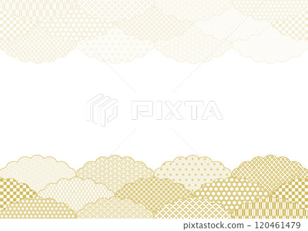 Golden Japanese pattern cloud-shaped frame illustration 120461479