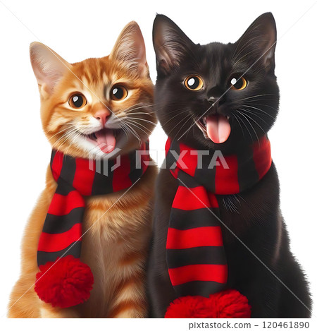 Adorable Orange Cat Wearing a Red Scarf 120461890