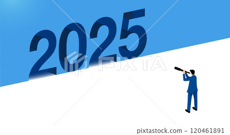 展望未來：商業概念插畫，展望 2025 年的向量 120461891