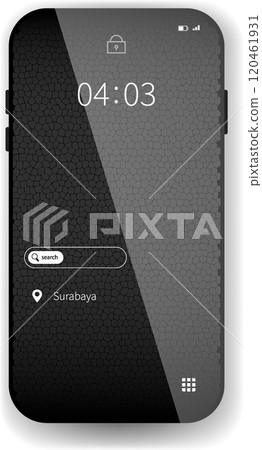 Minimalist Smartphone Lock Screen Interface With Search Bar and Location Icon Design 120461931