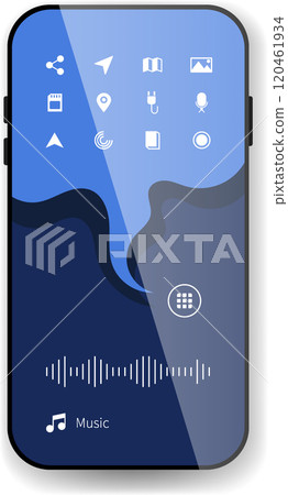 Modern Mobile User Interface With App Icons and Music Control Panel Design Modern Mobile User Interface With App Icons and Music Control Panel Design 120461934