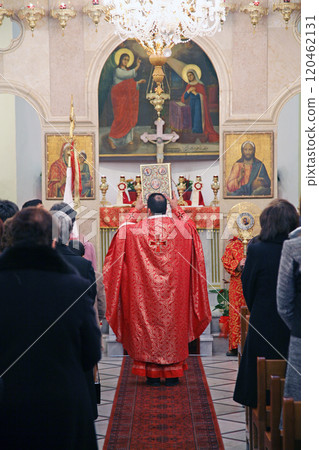 Mass in the Greek Catholic Church, Nazareth, Israel 120462131