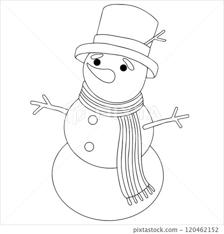 coloring book. cute vector illustration, christmas snowman. funny character, doodle 120462152