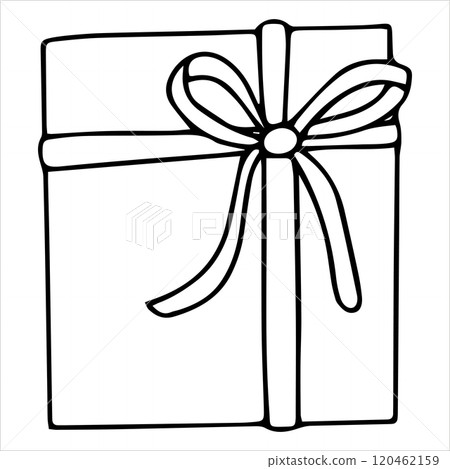 Coloring book. Christmas vector illustration. Cute christmas gift. In doodle style Coloring book. Christmas vector illustration. Cute christmas gift. In doodle style 120462159