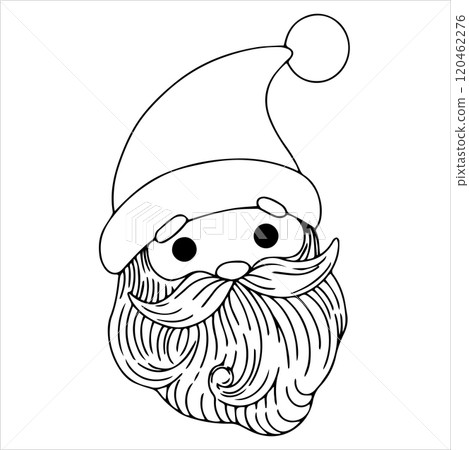 Coloring page. Santa Claus face. Christmas New Year decoration, symbol. Simple vector sketch. Coloring page. Santa Claus face. Christmas New Year decoration, symbol. Simple vector sketch. 120462276