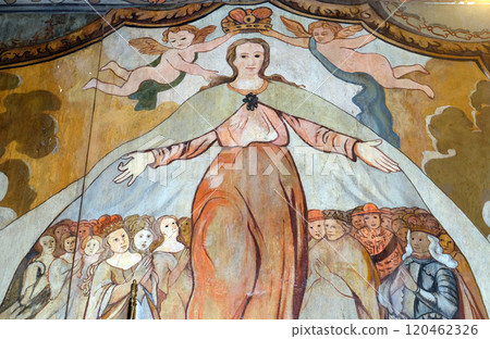 St. Barbara, a virgin and a martyr, a protector of miners and a good death, altarpiece in the Church of the Saint Barbara in Velika Mlaka, Croatia St. Barbara, a virgin and a martyr, a protector of miners and a good death, altarpiece in the Church of the Saint Barbara in Velika Mlaka, Croatia 120462326