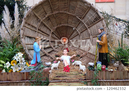 Nativity Scene, Birth of Jesus, Chapel of Epiphany at the Seminar of Foreign Missions in Paris, France Nativity Scene, Birth of Jesus, Chapel of Epiphany at the Seminar of Foreign Missions in Paris, France 120462332