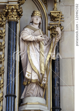 Saint Fabian, statue on the altar of Saint Jerome in Zagreb cathedral Saint Fabian, statue on the altar of Saint Jerome in Zagreb cathedral 120462382