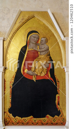 Madonna and Child, by Nardo di Cione, Basilica di Santa Croce (Basilica of the Holy Cross) - famous Franciscan church in Florence, Italy Madonna and Child, by Nardo di Cione, Basilica di Santa Croce (Basilica of the Holy Cross) - famous Franciscan church in Florence, Italy 120462510