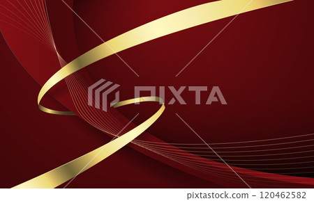 Abstract red gold ribbon luxury wave curve spiral with blank space for text place design modern creative background vector 120462582