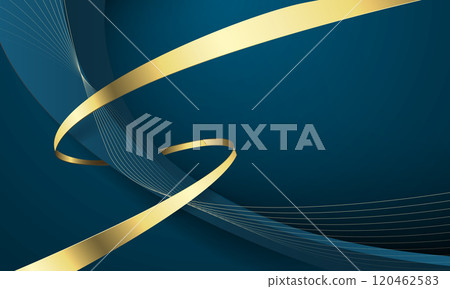 Abstract blue gold ribbon luxury wave curve spiral with blank space for text place design modern creative background vector 120462583