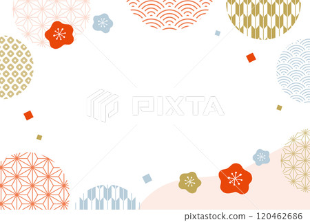 2025 Plum Blossoms, New Year, New Year's Card, New Year, Japanese Pattern, Background, Frame 120462686