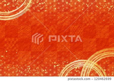Red, gold, luxury, Japanese pattern, Japanese paper background, New Year's card, New Year, celebration 120462699